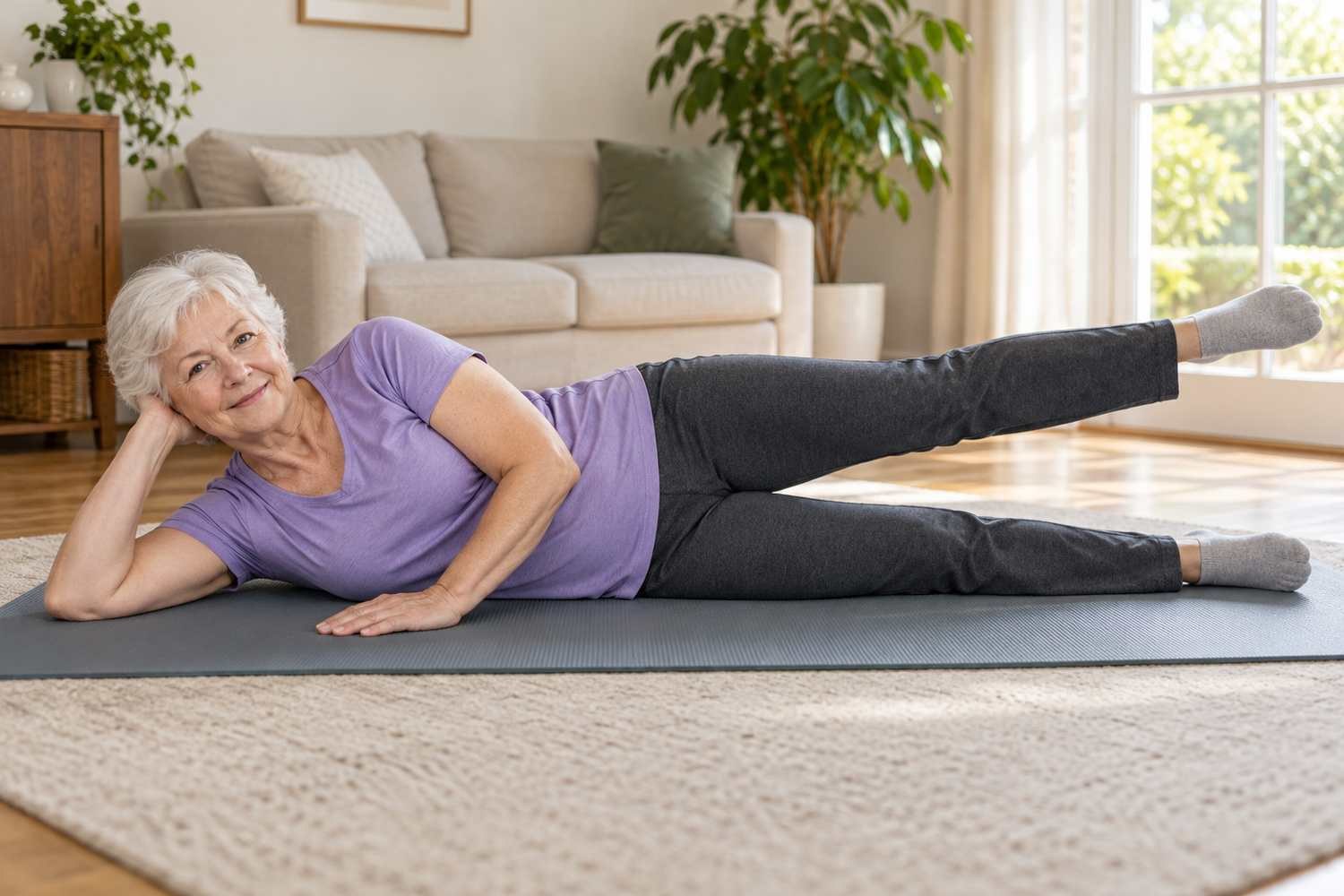 Fianchi e glutei dopo i 60 anni: i 4 movimenti a terra per allenarsi senza pesi